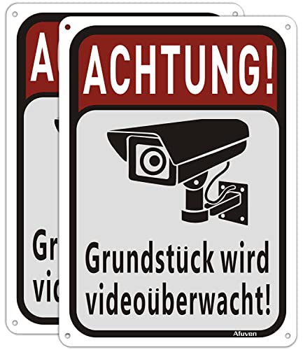 Achtung Videoüberwachung Schild 25x18cm Alu...